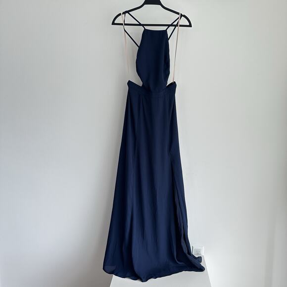 Fame And Partners Dress 8 Navy Dreamer Gown Evening Elegant Quiet Luxury Gala - Picture 9 of 11